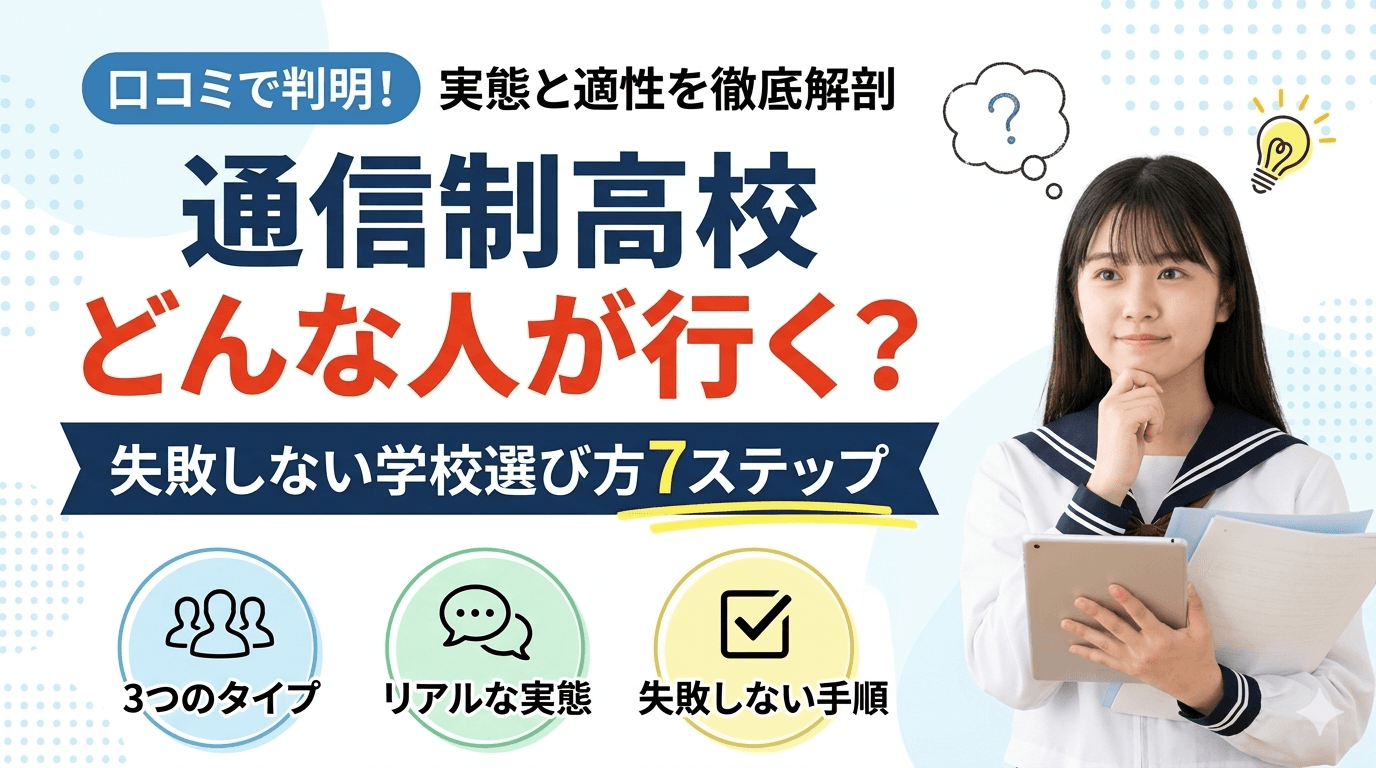 通信制高校 どんな人が行く?口コミで見えた実態と失敗しない選び方7ステップ